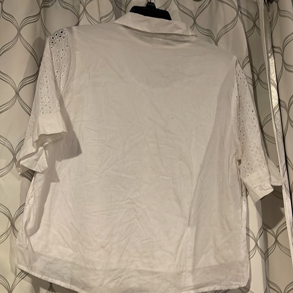 Sara Morgan white eyelet collared button down with built in layered tank XL - Picture 8 of 9